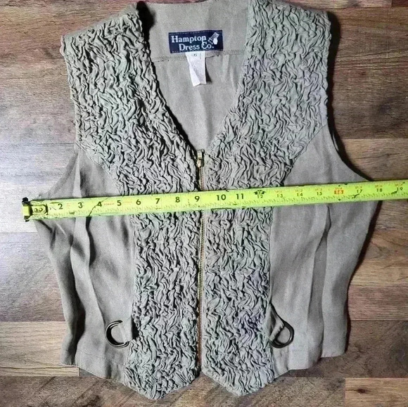 Vintage 1980s Hamptons Dress CO. Gray Zip-up Ruffle Vest Size 6 - Picture 5 of 6